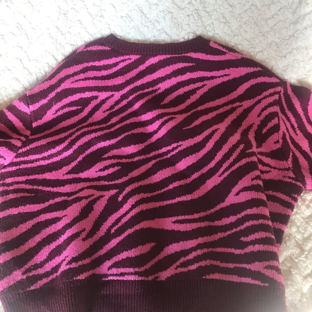 Ann Taylor Pink and Purple Zebra Print Sweater